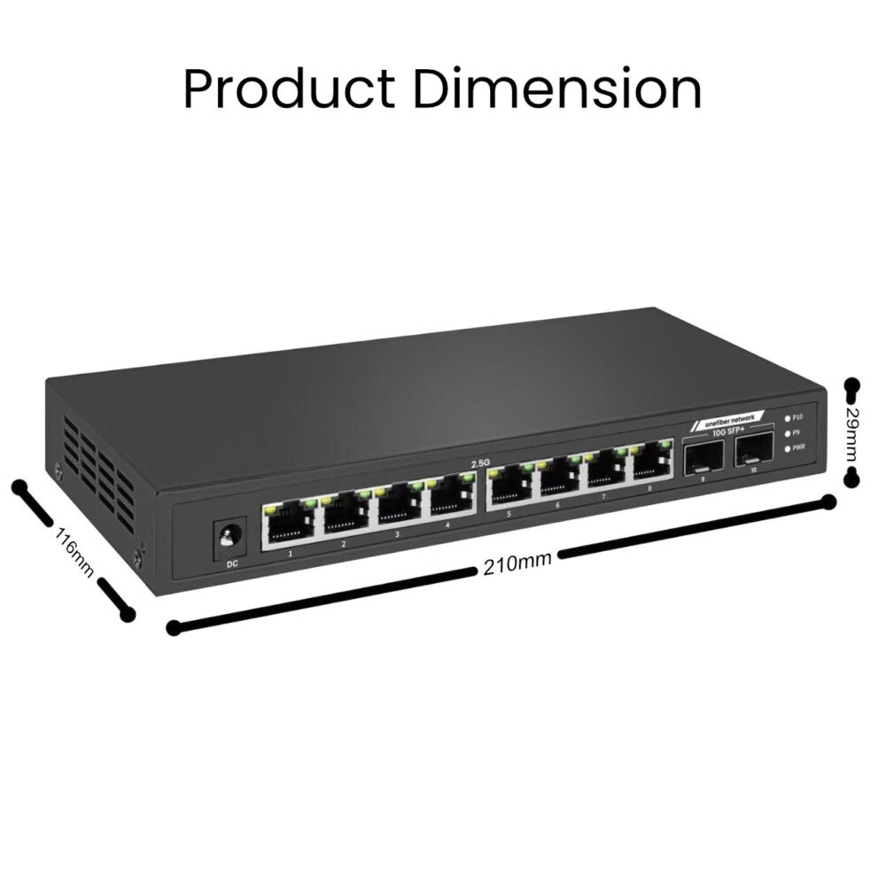 Desktop Network Switch 8 x 2.5 Gbps RJ45 + 2 x 10 Gbps SFP+ - Image 2