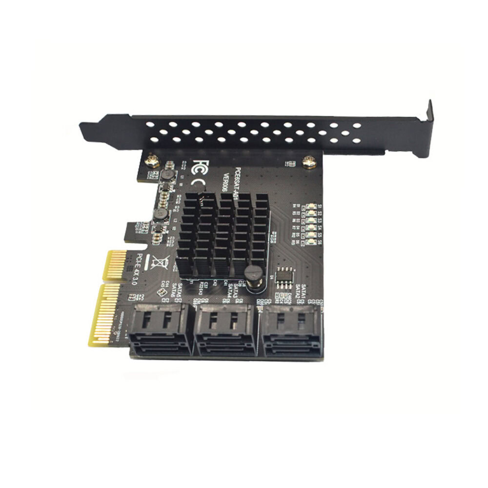 PCIe 3.0 x4 ASMedia ASM1166 - 6 x SATA3 Port PCIe Adapter / Card - Image 2