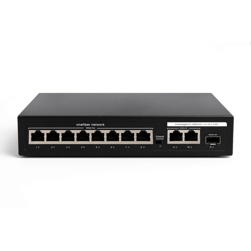 PoE Switch 8 x 100 Mbps PoE + 2 x 1 Gbps RJ45 + 1 x 1.25 Gbps SFP