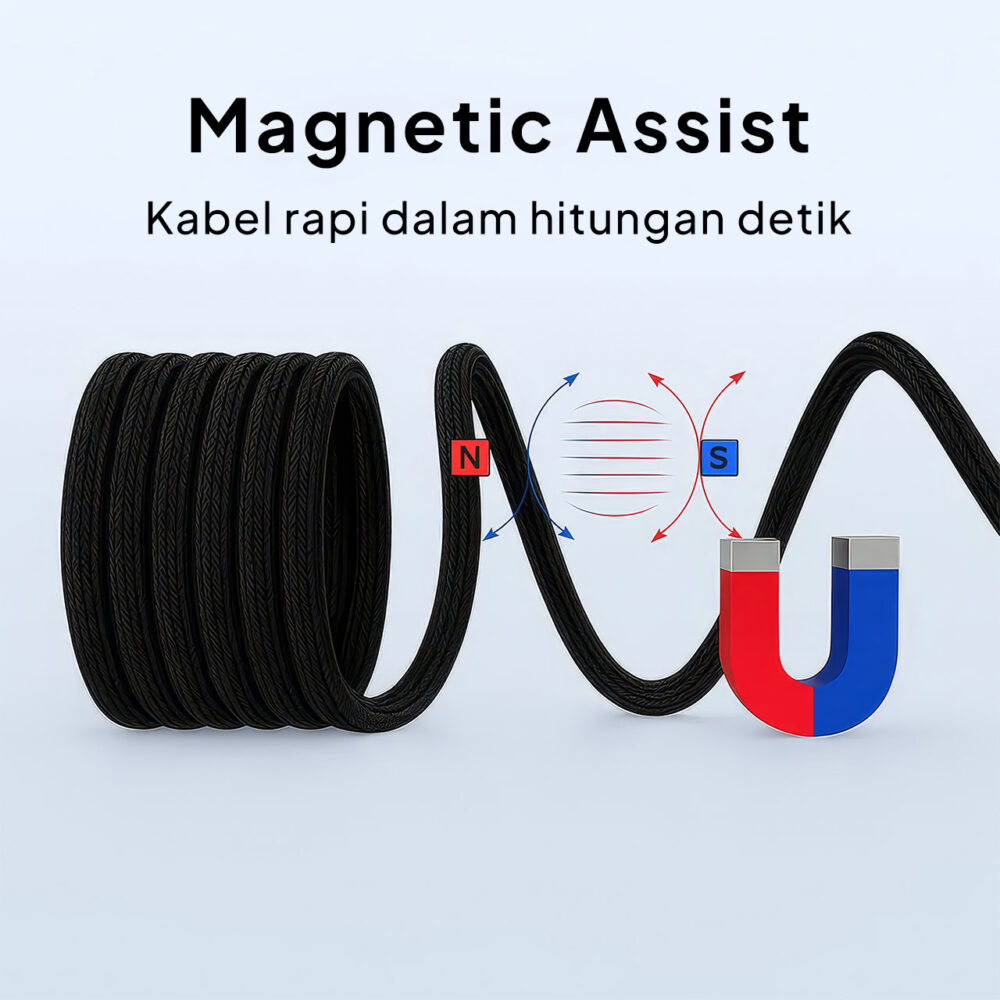 Kabel USB Magnetic Roll Type-C Male to Type-C Male PD 3.0 PPS 100W - Image 2